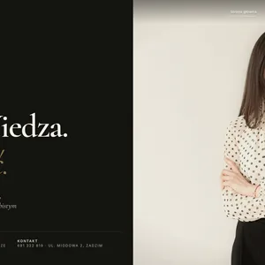 Sekcja hero strony aolegal.pl z hasłem „Spokój. Wiedza. Skuteczność." i zdjęciem adwokat Anety Ostraszewskiej