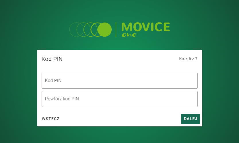 Ekran wprowadzania kodu PIN