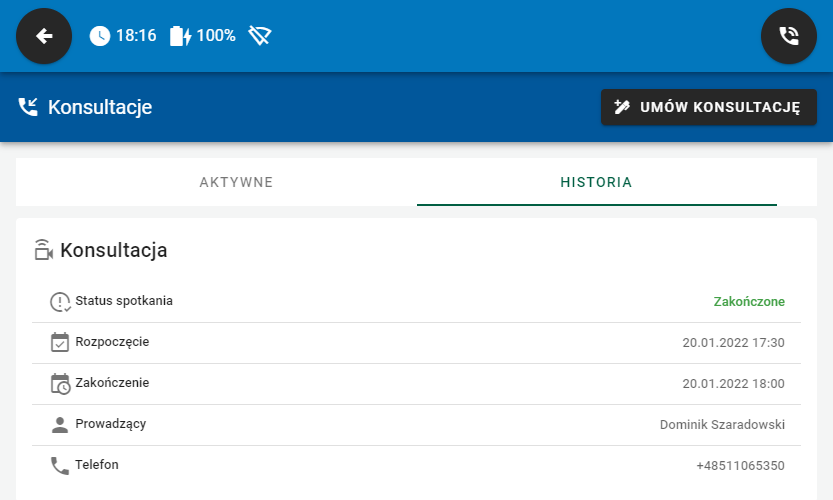 Szczegóły zakończonej konsultacji